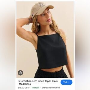 Reformation Kerri linen top size small black brand new